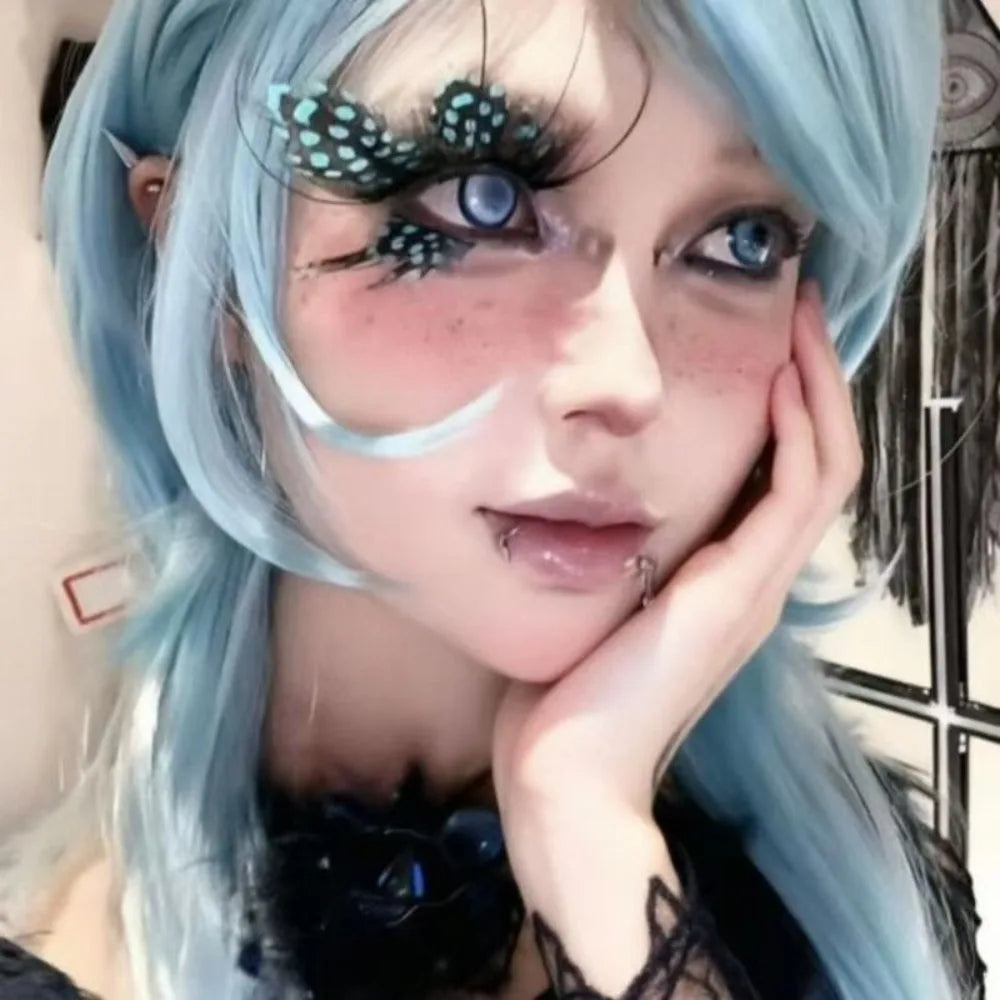 YICKYUE  -  Fluttering Butterfly Polka Dot Feather Lashes DIY Semi-finished Style Hot Girl Look False Eyelashes with Lash Glue Handcraft