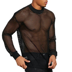 HEARUJOY  -  Breathable Fitness Shirt Hollow-Out T-Shirt Nightclub Fashion 2XL Breathable Mesh T-shirt For Men Hollow-out Fashionable Style