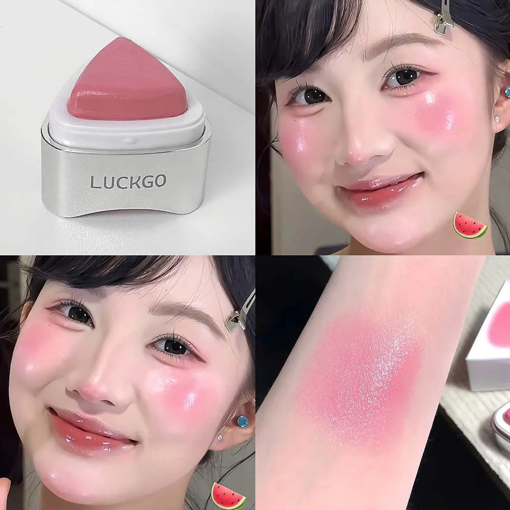 YICKYUE  -  Facial Blush Peach Pink Cream Blusher Monochrome Cheek Tint Moisturizing Waterproof Natural Rouge Contour Makeup Beauty Cosmetic