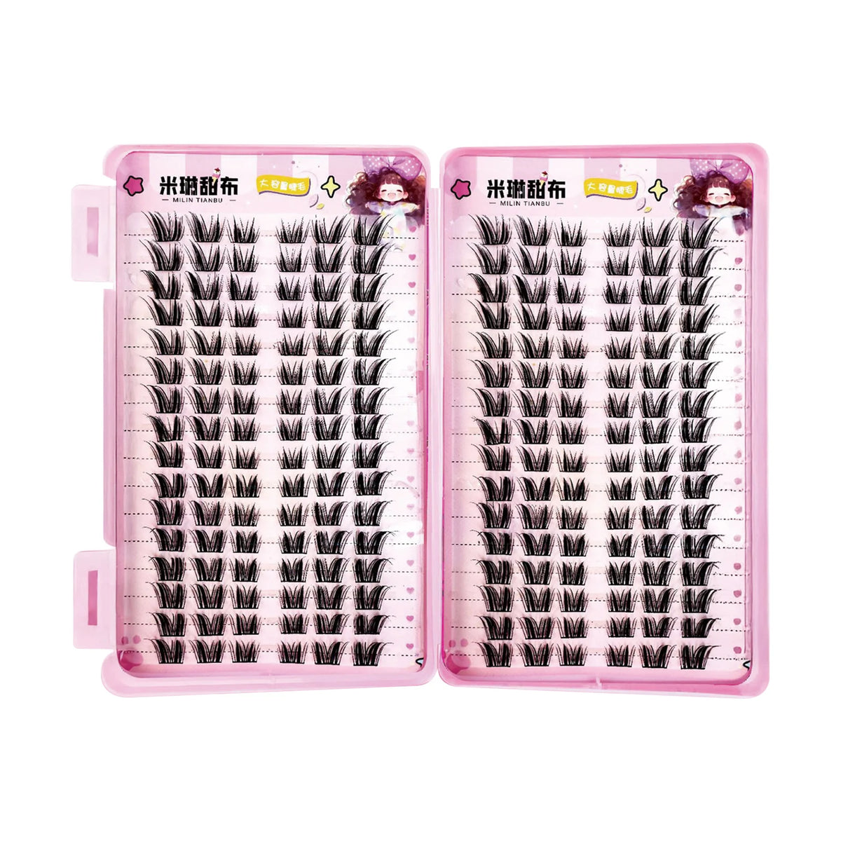 YICKYUE  -  32 Rows Korean Style Fluffy Fairy Manga False Eyelashes Cluster Large Capacity Anime Cosplay Lashes Extension Perfect Eye Makeup