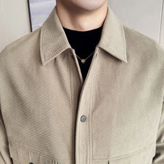 HEARUJOY  -  Autumn Winter Thick Woolen Jackets Men High Quality Single Breasted Turn Down Collar Men's Casual Jacket Slim Fit Business Coats