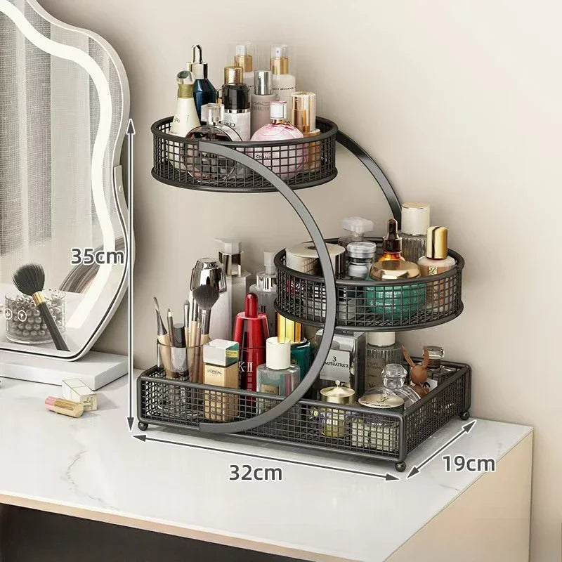 YICKYUE  -  1pc Lightweight Varnished Metal Makeup Storage Rack - No - Installation, Ideal For Vanity Countertop, For Lipstick & Skincare