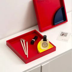 YICKYUE  -  Metal Color-matching Solid Wood Tray Desktop Storage Box Fruit Tray Nordic Simple Storage Tray snack tray 15 sold
