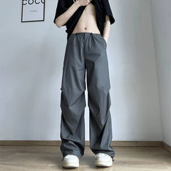 Hearujoy Parachute Pants Men Japanese Wide Leg Trousers Male Summer Loose Casual Quick Drying Streetwear Hip Hop Pleated