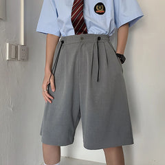 HEARUJOY  -  New Men's Straight Leg Casual Pants Loose Fit Versatile Korean Sle Trendy Cotton mid Waist Five-Quarter Length