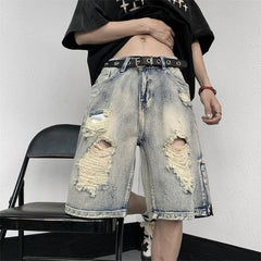 HEARUJOY  -  Men's High Street Ripped Denim Versatile Loose and Handsome Shorts