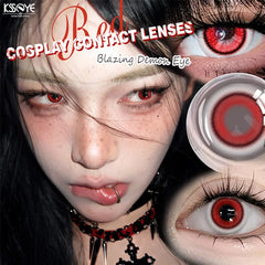 YICKYUE  -  1 Pair Red Cosplay Contact Lenses Yearly Use Soft Anime Eyes Beauty Lenses for Halloween Party Eyes Makeup Fast Shipping