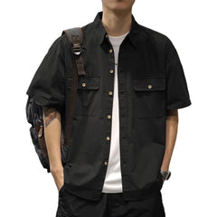 HEARUJOY  -  Button Down Shirt Army Green Men\'s Casual Shirt Cargo Style Daily Casual Use Brand New Condition Pockets Design