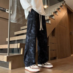 HEARUJOY  -  Corduroy Tie-dye Irregular Pants for Men American Loose Casual Sports Wide-leg Trousers