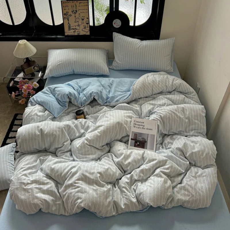 YICKYUE  -  3/4pc Home Bedding Set Soft Washed Cotton Duvet Cover Set+Sheet Twin Queen Home Dorm Leopard Bedclothes Drop Shipping