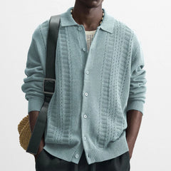HEARUJOY  -  Spring And Autumn New Men's Knitted Long-Sleeved Jacket Korean Retro Fashion Trend Casual Simple Loose Breathable Men's Tops