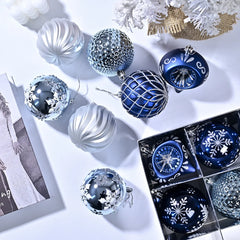 YICKYUE  -  New 8cm 16Pcs Blue Electroplated Shaped Christmas Balls Set Party Decoration Hanging Christmas Tree Christmas Balls