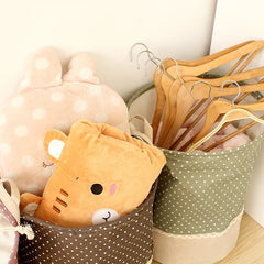 YICKYUE  -  Zakka 3 Sizes The Beam Port Linen Multi-function Handle Stackable Storage Barrel Laundry Basket Toy Storage Box Storage Basket