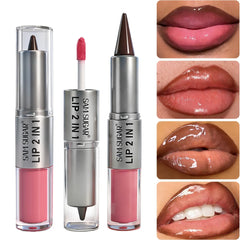 YICKYUE  -  1 Pcs Double Head Matte Lips Contour Outlining Lip Gloss Waterproof and Long Lasting Sexy Korean Water Light Lipstick Cosmetics