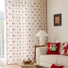 YICKYUE  -  Modern Simple Vintage Horse Sheer Curtain, Elegant Lightweight Window Shade, Sunshade UV Protection, Suitable for Living Room Be