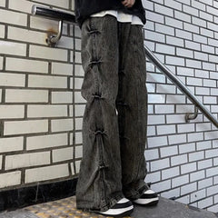 Hearujoy Men'S Clothing Casual Jeans American Retro High Street Pants Men'S Niche Design Pleated Flared Wide-Leg Pants Y2k Jeans