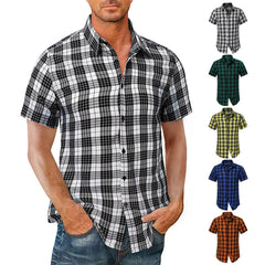 HEARUJOY  -  Wrinkle-Free New Men'S Shirt Mens Outdoor Vintage Button Short Sleeve T Shirt Casual Top Chemises Hommes