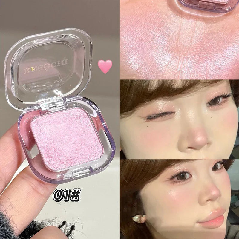 YICKYUE  -  Face Highlighter Powder Instant Silky Skin Long Lasting Waterproof Pink Baked Shimmer Illuminator Makeup Contouring Glitter