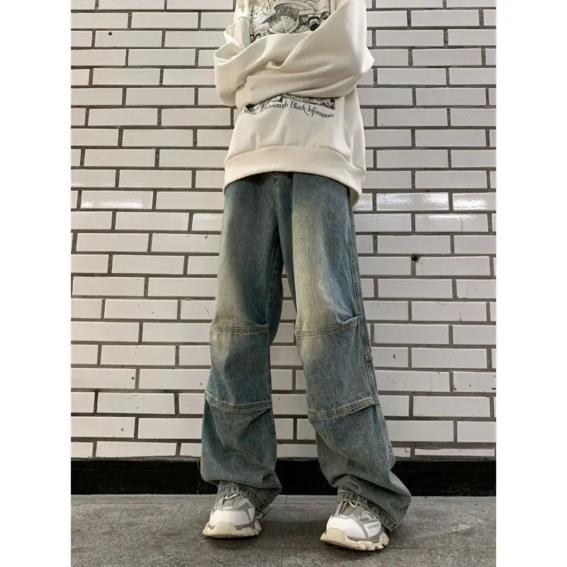 HEARUJOY  -  Spring and Autumn Trendy Men and Women Hip Hop Loose Straight leg Jeans American Retro Wide Leg Personalized Casual Pants y2k