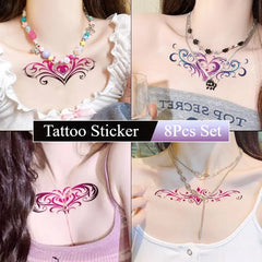 YICKYUE  -  8Pcs Set Cartoon Succubus Temporary Tattoos Sexy Fake Tattoo for Woman Art Color Tattoo Stickers Waterproof Tatuajes Temporales