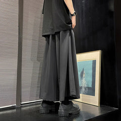 HEARUJOY  -  Mens Culottes Gothic Style Dark Pants Skirt Genderless Fashion Streetwear Personality Temperament Casual Wide-Leg Pants Unisex