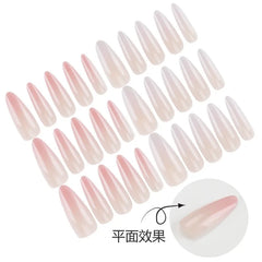 YICKYUE  -  30Pcs Press-On Nails Pure White Long-Length Nude Pink Gradient with Subtle Shimmer—Perfect for Girls and Everyday Wear