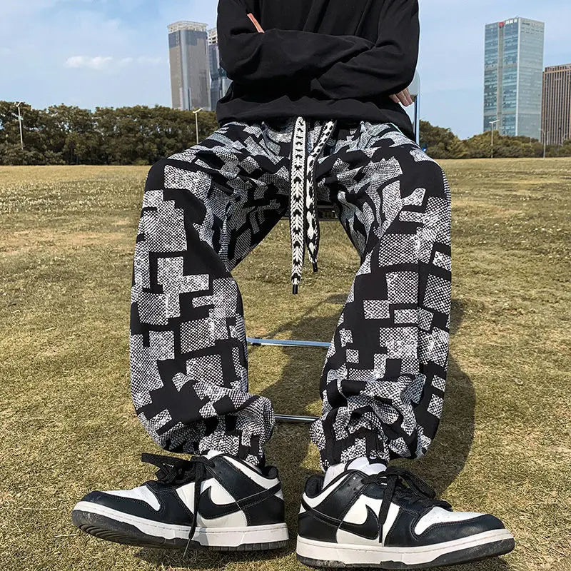 HEARUJOY  -  American Pants Men Korean Style Loose Feet Casual Pants Nine-point High Street Fashion Trousers