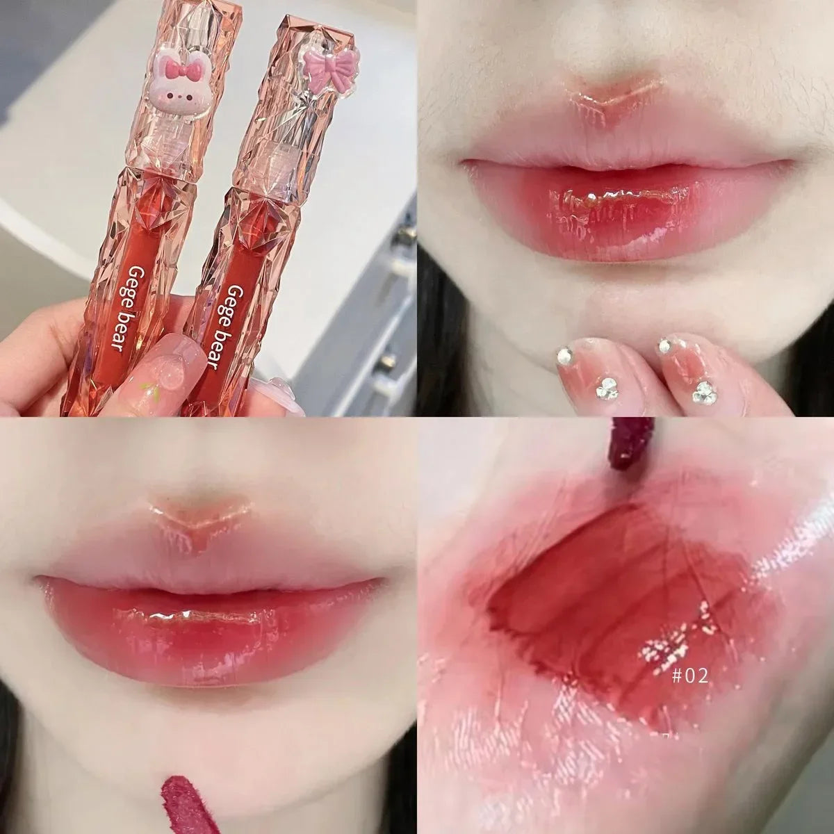 YICKYUE  -  Diamond Mirror Lip Glaze Watery Lip Gloss Lasting Translucent Jelly Liquid Lipstick Waterproof Women Beauty Makeup Lip Cosmetics