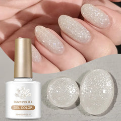 YICKYUE  -  10ml Dancing Flake Jelly Gel Polish White Pink Sparkling Glitter Semi Permanent Soak Off For Nails Art Manicure