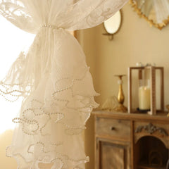 YICKYUE  -  French Pastoral Style Lace Short Curtain Enclosure Kitchen Door Curtains Cafe Living Room Window Kitchen Curtain Decoration