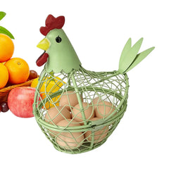 YICKYUE  -  Metal wire chicken-shaped egg basket, iron wire kitchen ornament, kitchen egg basket decorative home craft, hen-shaped storage