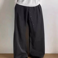 YICKYUE  -  Unisex Wide-Leg Trousers - High Waist with Button Fly Pleated Relaxed Fit