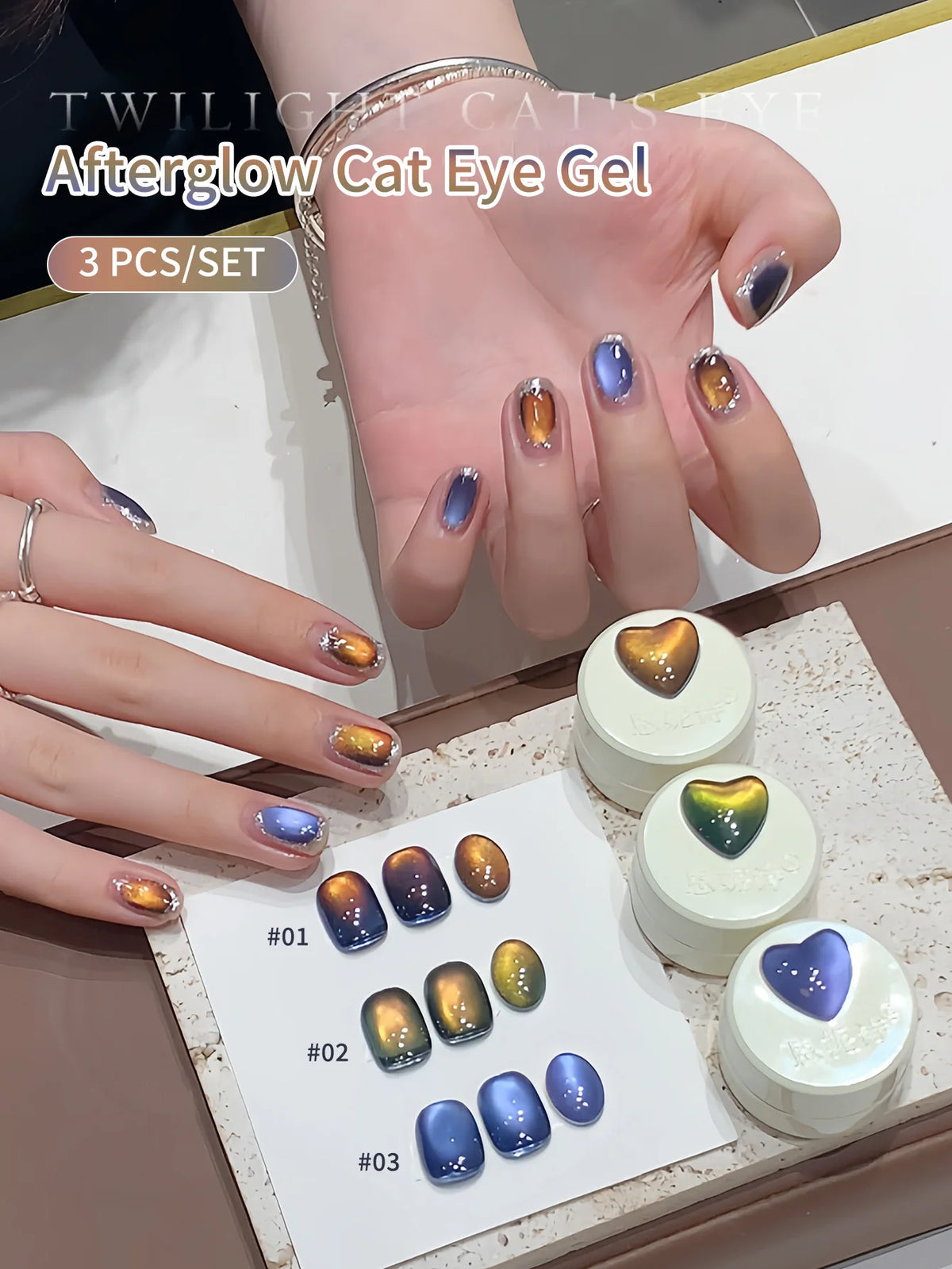 YICKYUE  -  5g Aurora Blue Tears Cat Eye Gel Nail Polish Magnetic UV Soak Off Gel Varnish Crystal Cat Eye Gel