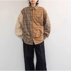 HEARUJOY  -  New Arrival Mens American Style Trendy Plaid Patchwork Long Sleeve Shirt Spring New Style Casual Versatile Shirt Outerwear