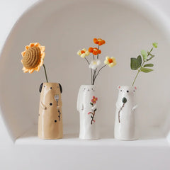 YICKYUE  -  Cute Cartoon Ceramic Hydroponic Planter, Mini Flower Pot, Dried Flower Vase, Creative Desktop Decor & Gift for Living Room