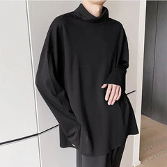 HEARUJOY  -  Fashion Style Spring Autumn New Men's Japanese Simple Sweatshirt Loose Personality Half Turtleneck Bottoming Shirt Male Clothes