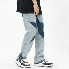Hearujoy Y2K Star Jeans Men Patchwork Denim Trousers Male Loose Casual Pants Korean Japanese Streetwear Hip Hop men clothing