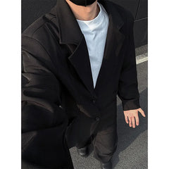 HEARUJOY  -  Gray Black Blazer Jacket Men Fashion Society Mens Dress Jacket Korean Loose Casual Suit Jacket Mens Office Formal Jackets M-3XL