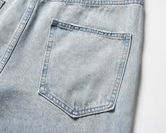 Hearujoy Side Striped Washed Ripped Blue Jeans for Men and Women Streetwear Baggy Casual Denim Trousers Straight Light Blue Cargo Pants