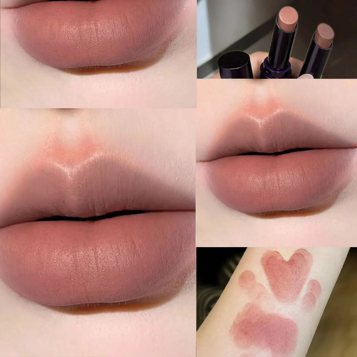 YICKYUE  -  6 Colors Punk Dark Red Lip Gloss Matte Lipstick Lasting Waterproof Smoky Dark Nude Purple Durable Natural Lip Tint Korea Makeup