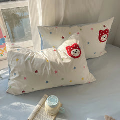 YICKYUE  -  Cute Puppy Towel Embroidery Bedding sets and Components Duvet Cover with Pillowcase Bed Sheets Bed Linen sets for Girls Kids