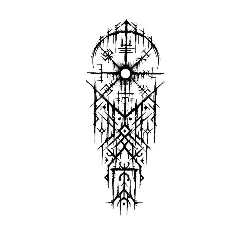 YICKYUE  -  Herbal Viking Rune Tatoo Sticker Punk Totem Fake Tattoo for Woman Man Temporary Tattoo Art Faux Tattoos Waterproof Tatuajes