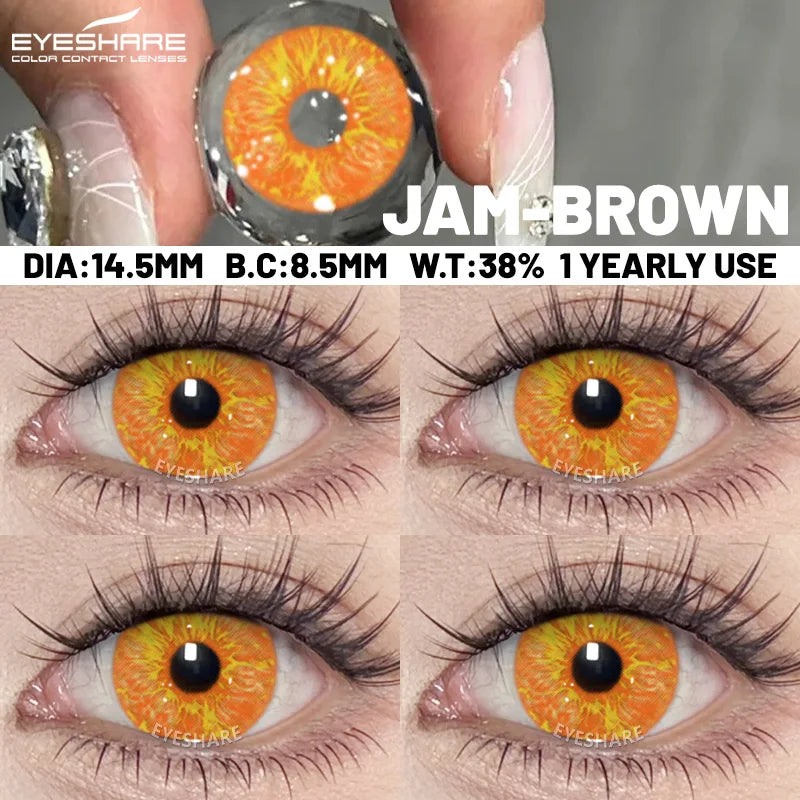 YICKYUE  -  Cosplay Anime Pink/red Colored Contact Lenses Yearly Disposable White Beauty Pupil for Halloween Eyes Beauty