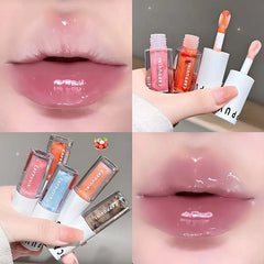 YICKYUE  -  Clear Transparent Grey Purple Lip Gloss Hydrating Drying Lips Mirror Lip Glaze Tint Plumper Moisturizing Crystal Lip Oil Makeup