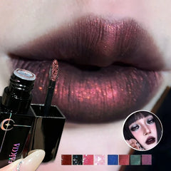 YICKYUE  -  Shimmer Matte Black Red Lipstick Punk Gothic Lipgloss Halloween Makeup Mousse Lip Mud Lipstick Waterproof Non-stick Cup Lip Tint