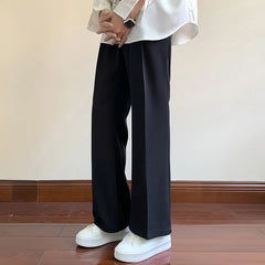 Hearujoy Summer Black Suit Pants Men Fashion Social Mens Dress Pants Korean Loose Bell-bottoms Pants Men Mens Office Formal Trousers