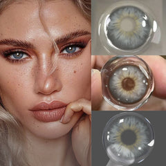 YICKYUE  -  1 Pair Freshlady 14.2mm Cleopatra Collection Colored Circle Lenses,Soft Breathable Natural Looking,Hazel Iris Enhancement Lenses