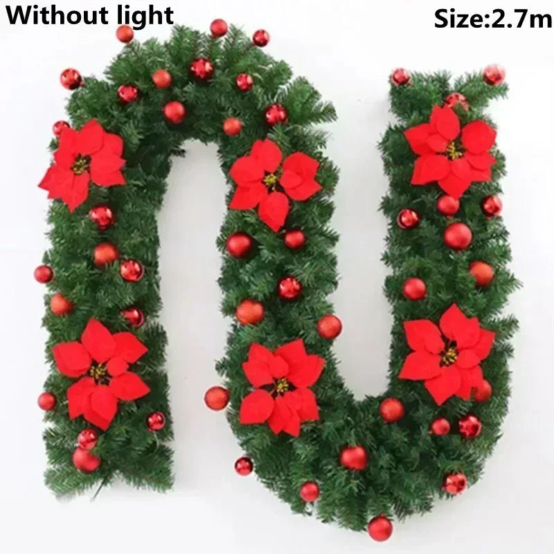 YICKYUE  -  Christmas LED Rattan Garland Decorative New Year Christmas Garland Artificial Xmas Tree Rattan Banner Decoration Wreath