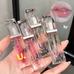 YICKYUE  -  Clear Hydrating Lip Oil Silicone Head Moisturizing Transparent Plumping Lip Gloss Jelly Glossy Tinted for Lip Care Balm Liquid
