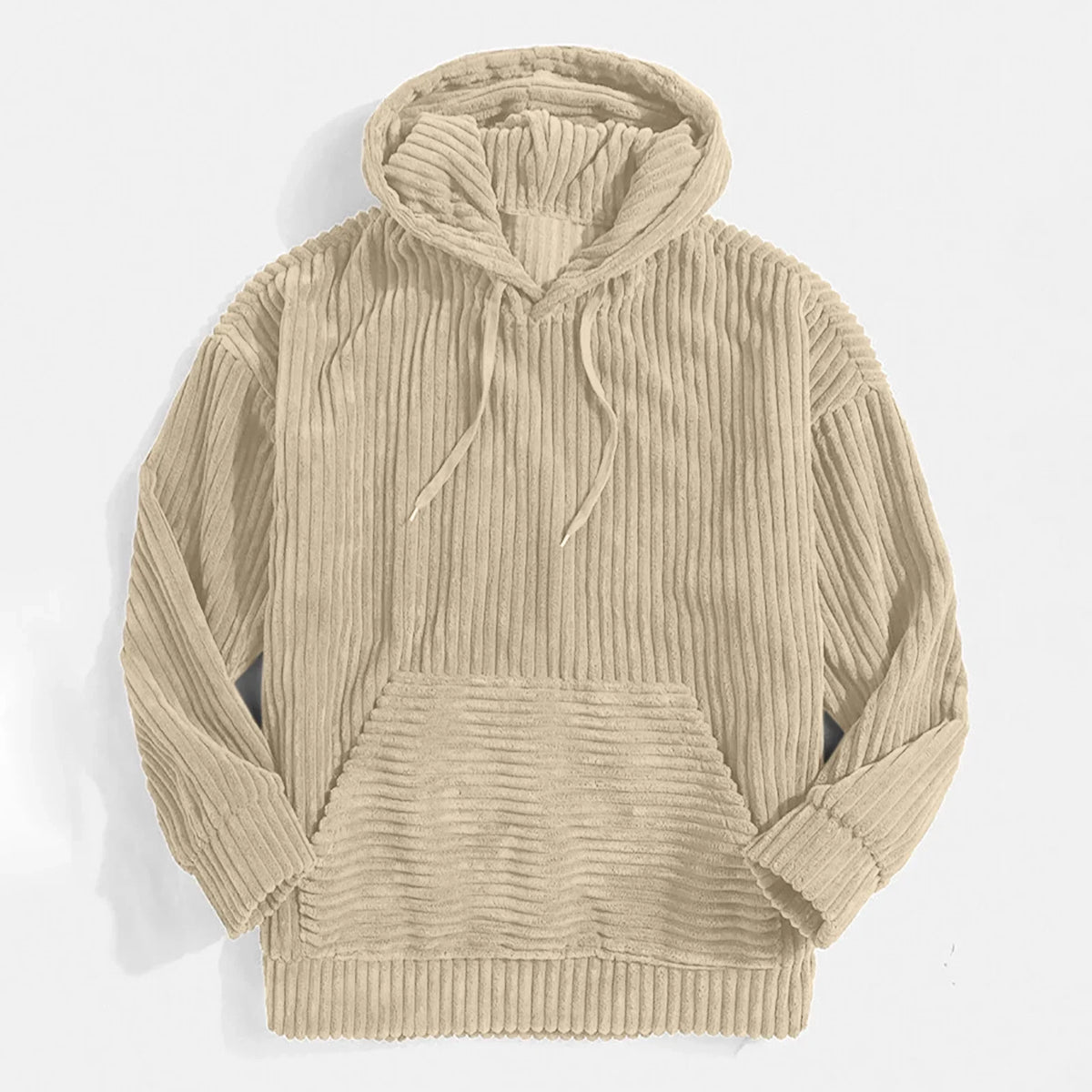 HEARUJOY  -  Men New Hooded Sweatshirts Striped Solid Hoodies Long Sleeve Pullover Loose Fit Pockets Sports Draw String Winter Streetwear